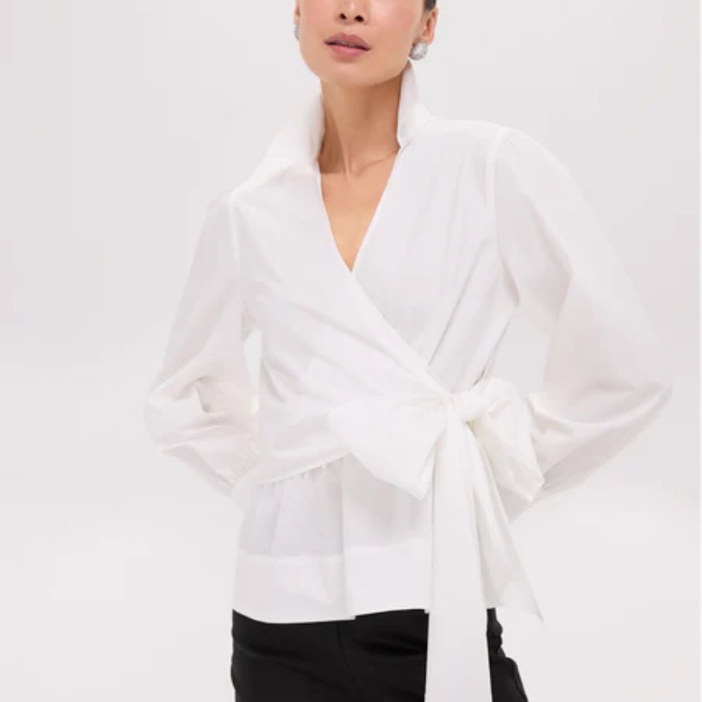 Tuckernuck White Wrap Blouse Medium